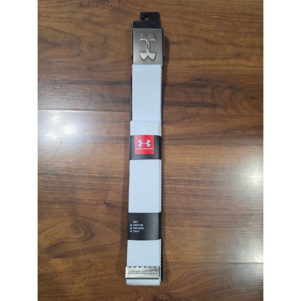NWT Under Armour Belt One Size White Mens Webbing Golf Web Buckle 1252132